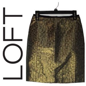 Loft Gold Pencil Skirt